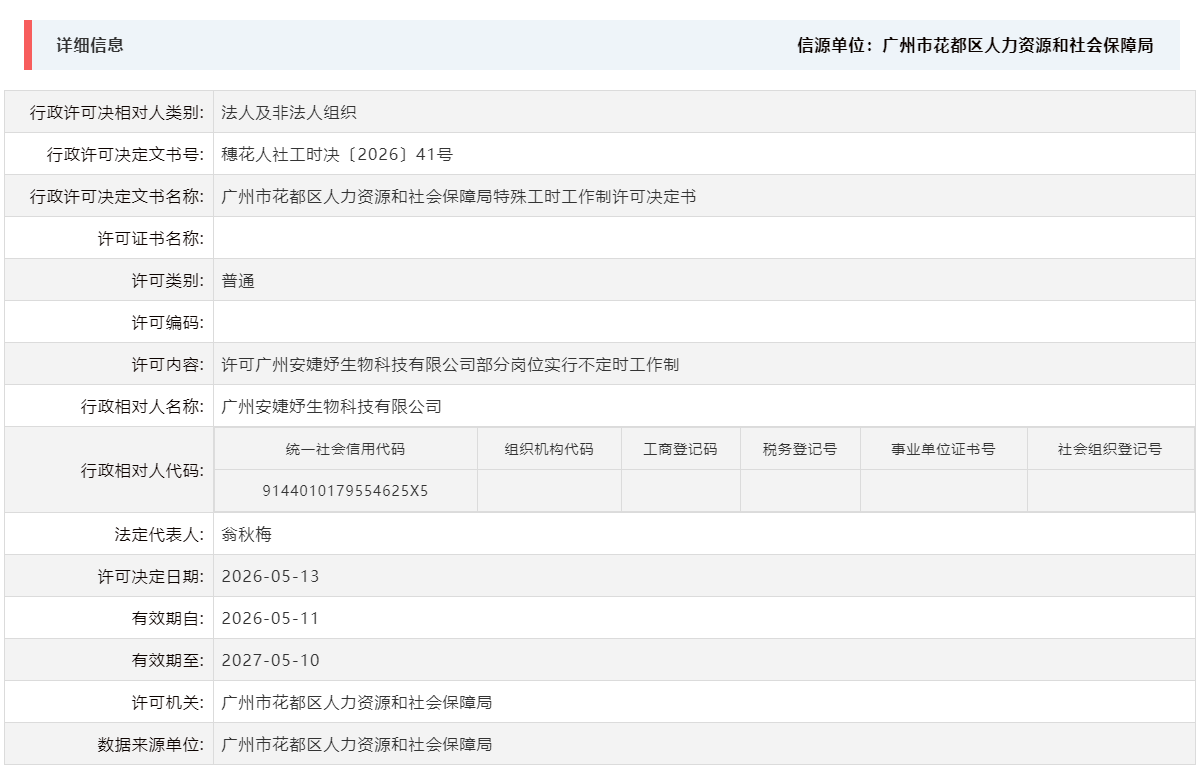 5.13许可广州安婕妤生物科技有限公司部分岗位实行不定时工作制.png