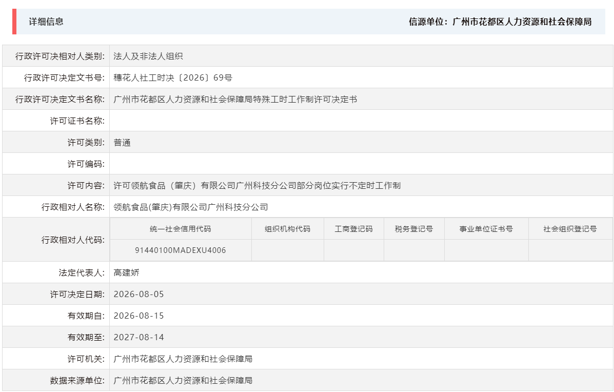 8.5许可领航食品（肇庆）有限公司广州科技分公司部分岗位实行不定时工作制.png