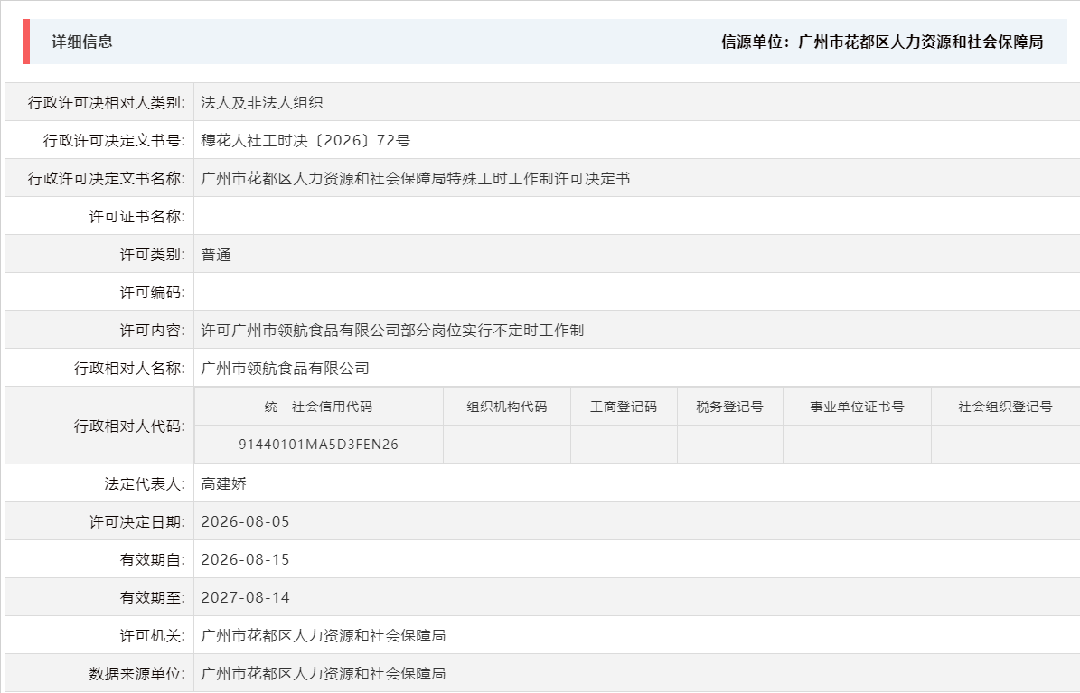 8.5许可广州市领航食品有限公司部分岗位实行不定时工作制.png