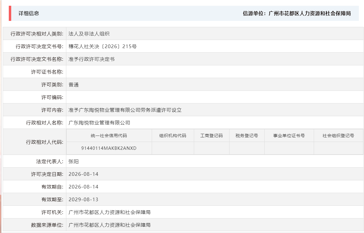 8.14准予广东陶悦物业管理有限公司劳务派遣许可设立.png