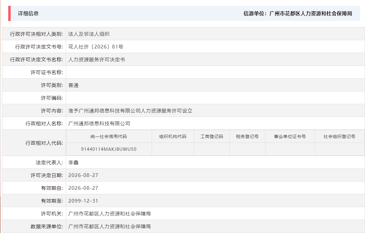 8.27准予广州通邦信息科技有限公司人力资源服务许可设立.png
