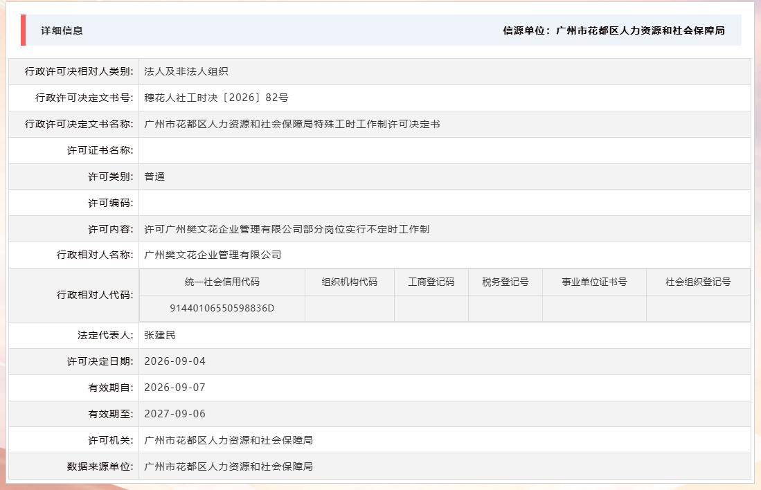9.8许可广州樊文花企业管理有限公司部分岗位实行不定时工作制.jpg