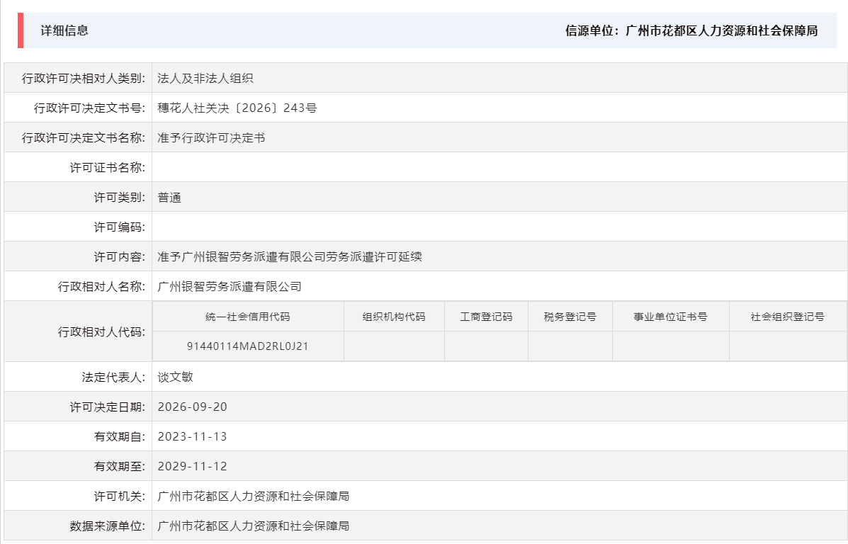 9.20准予广州银智劳务派遣有限公司劳务派遣许可延续.png
